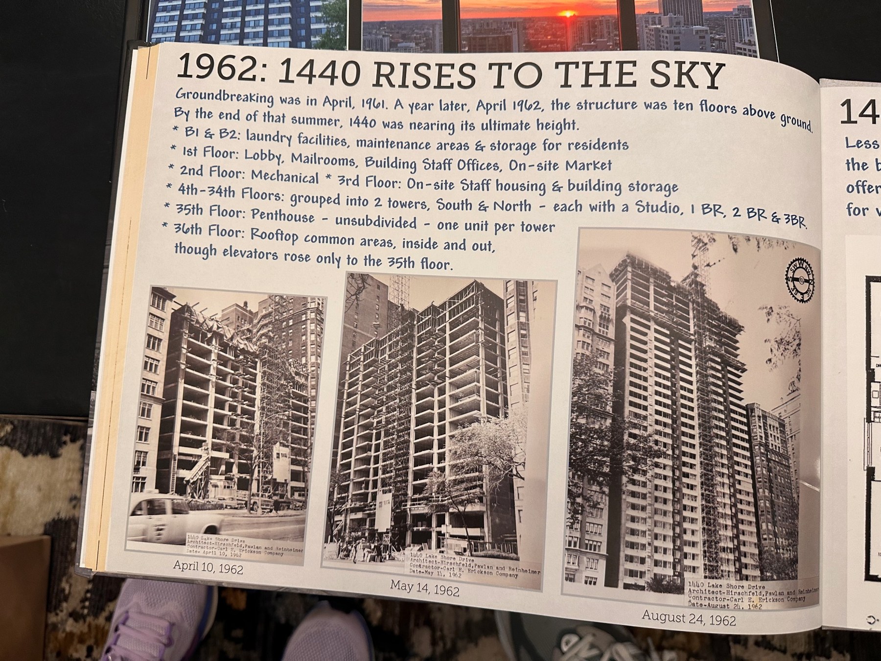 1440 rises in 1962, from roughly ten stories in April to near full height by August.
