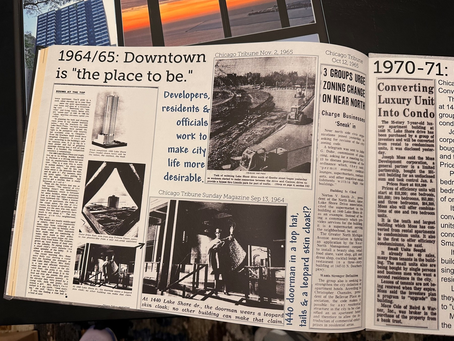 A 1964 Tribune feature captured 1440’s theatrical side: a doorman in a leopard-skin cloak.